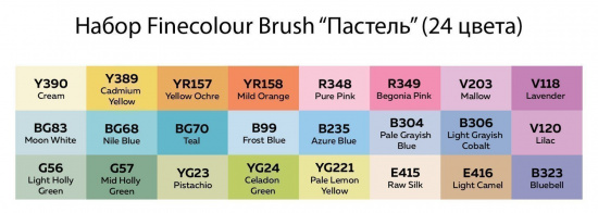 Набор спиртовых маркеров "Finecolour Brush" 24 цвета в пенале Пастель sela